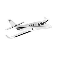 Side view of private jet airplane on white background vector