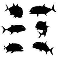 giant trevally silhouette vector on white background