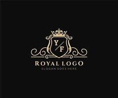 Initial YF Letter Luxurious Brand Logo Template, for Restaurant, Royalty, Boutique, Cafe, Hotel, Heraldic, Jewelry, Fashion and other vector illustration.