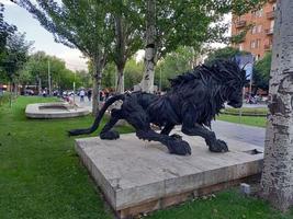 Lion sculpture in city center Yerevan Armenia photo