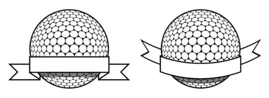 símbolo colocar, deporte pelota para golf en blanco antecedentes con cinta. golf competencia. aislado vector