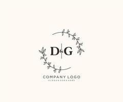 initial DG letters Beautiful floral feminine editable premade monoline logo suitable for spa salon skin hair beauty boutique and cosmetic company. vector