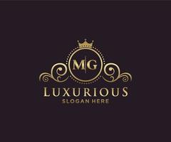 Initial MG Letter Royal Luxury Logo template in vector art for Restaurant, Royalty, Boutique, Cafe, Hotel, Heraldic, Jewelry, Fashion and other vector illustration.