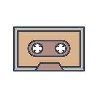 isolated cassette tape flat vector icon on white background