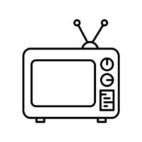 Clásico televisión icono en blanco antecedentes. antiguo televisión contorno vector icono. nostalgia televisión icono