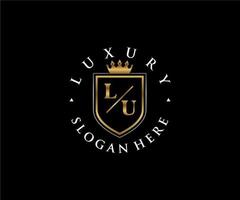 Initial LU Letter Royal Luxury Logo template in vector art for Restaurant, Royalty, Boutique, Cafe, Hotel, Heraldic, Jewelry, Fashion and other vector illustration.