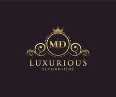 Initial MD Letter Royal Luxury Logo template in vector art for Restaurant, Royalty, Boutique, Cafe, Hotel, Heraldic, Jewelry, Fashion and other vector illustration.