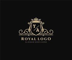 Initial YA Letter Luxurious Brand Logo Template, for Restaurant, Royalty, Boutique, Cafe, Hotel, Heraldic, Jewelry, Fashion and other vector illustration.