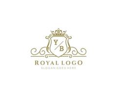 Initial YB Letter Luxurious Brand Logo Template, for Restaurant, Royalty, Boutique, Cafe, Hotel, Heraldic, Jewelry, Fashion and other vector illustration.