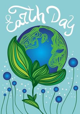 Earth Day poster. Nature protection concept. World Environment day. Planet earth in the form of a flower