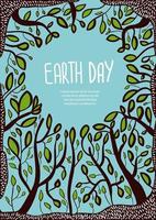 tierra día póster. vector ilustración con arboles y hojas. mundo ambiente día. ecología conservación concepto. co2 problema.