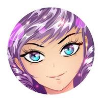 Cute anime girl portrait. Anime style hand drawn vector illustration.