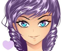 Cute anime girl portrait. Anime style hand drawn vector illustration.