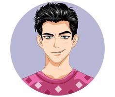 temerario burlón joven hombre. manga y anime estilo ilustraciones. vector