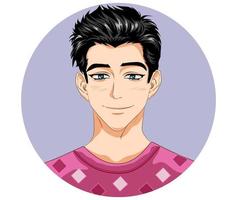 Enamored smiling young man. Manga and anime style illustrations. vector