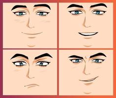 Set of facial emotions of a man. vector