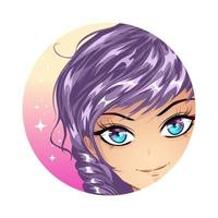 Cute anime girl portrait. Anime style hand drawn vector illustration.