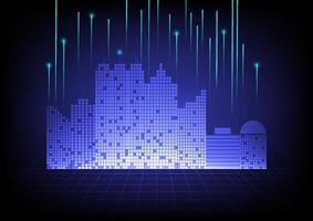 Silhouette cityscape on futuristic technology background vector