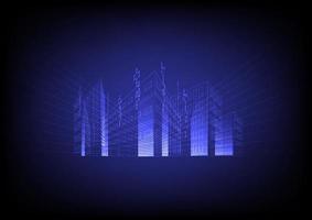 Illustration perspective buildings on dark blue background. vector
