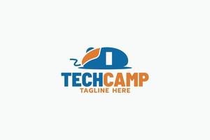 tech camp logo with a combination of a computer mouse with an rv for any business especially technology training, computer training, clubs, etc vector