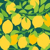 sin costura modelo con limón frutas y hojas. Fruta repitiendo antecedentes. vector ilustración para tela o fondo de pantalla