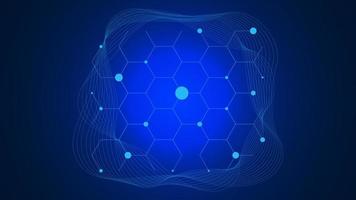 Molecular structure with molecule DNA and wave lines background for technology, medical and science. Vector illustration. EPS 10.