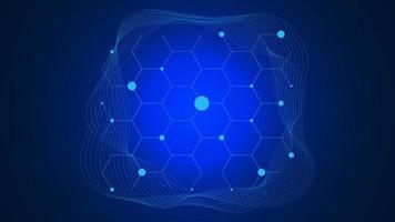 Molecular structure with molecule DNA and wave lines background for technology, medical and science. Vector illustration. EPS 10.