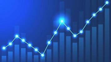 Growth chart with line and glowing particle effect. Concept of financial and business growing for background. Vector illustration.