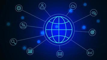 Global network connection concept background. Business icons for global business. Vector illustration.