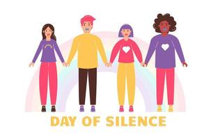 LGBT Day of Silence. A group of men and women holding hands vector