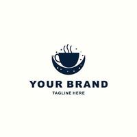 coffee cup and crescent moon logo vector