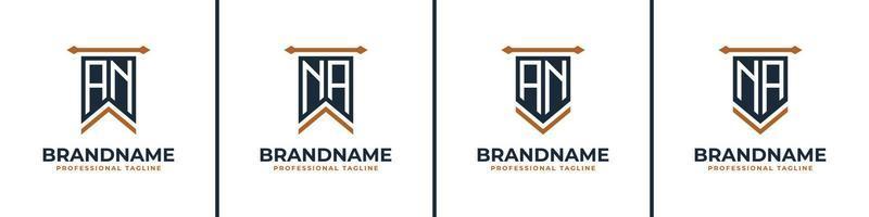 Letter AN and NA Pennant Flag Logo Set, Represent Victory. Suitable for any business with AN or NA initials. vector