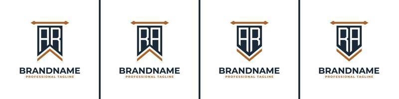 Letter AR and RA Pennant Flag Logo Set, Represent Victory. Suitable for any business with AR or RA initials. vector