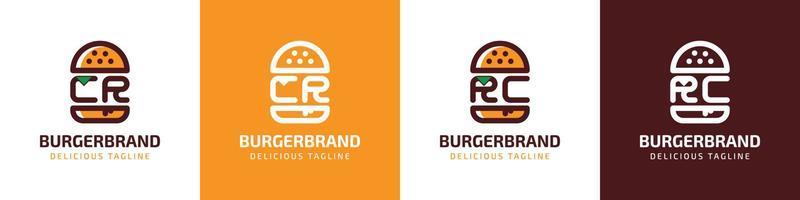 Letter CR and RC Burger Logo, suitable for any business related to burger with CR or RC initials. vector