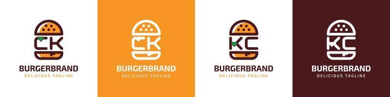 letra ck y kc hamburguesa logo, adecuado para ninguna negocio relacionado a hamburguesa con ck o kc iniciales. vector