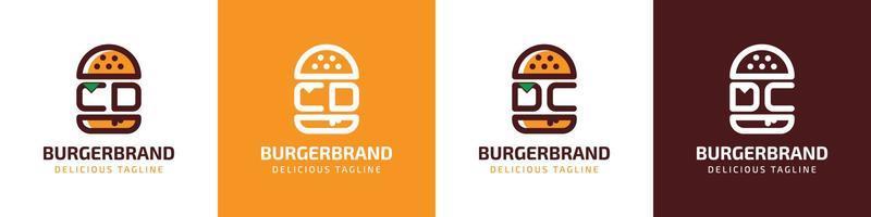 letra discos compactos y corriente continua hamburguesa logo, adecuado para ninguna negocio relacionado a hamburguesa con discos compactos o corriente continua iniciales. vector