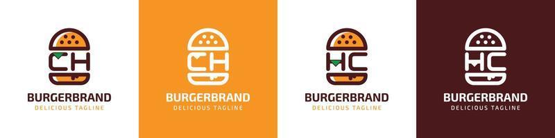 letra ch y hc hamburguesa logo, adecuado para ninguna negocio relacionado a hamburguesa con ch o hc iniciales. vector