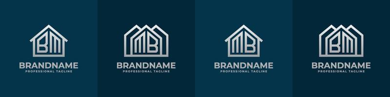 Letter BM and MB Home Logo Set. Suitable for any business related to house, real estate, construction, interior with BM or MB initials. vector