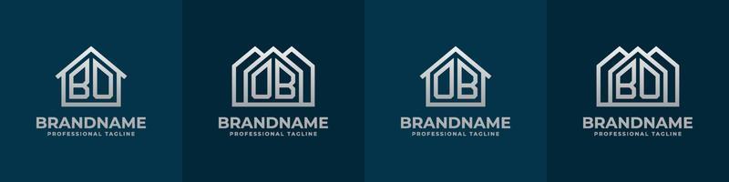 Letter BO and OB Home Logo Set. Suitable for any business related to house, real estate, construction, interior with BO or OB initials. vector