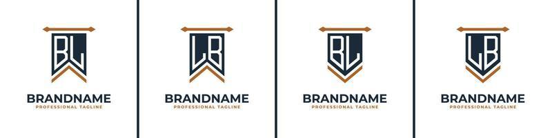 Letter BL and LB Pennant Flag Logo Set, Represent Victory. Suitable for any business with BL or LB initials. vector