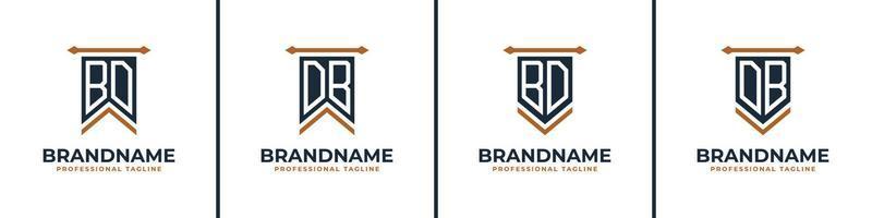 Letter BD and DB Pennant Flag Logo Set, Represent Victory. Suitable for any business with BD or DB initials. vector