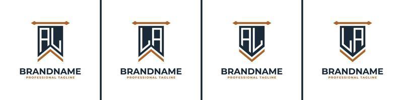 Letter AL and LA Pennant Flag Logo Set, Represent Victory. Suitable for any business with AL or LA initials. vector