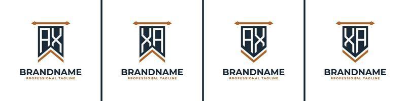 Letter AX and XA Pennant Flag Logo Set, Represent Victory. Suitable for any business with AX or XA initials. vector