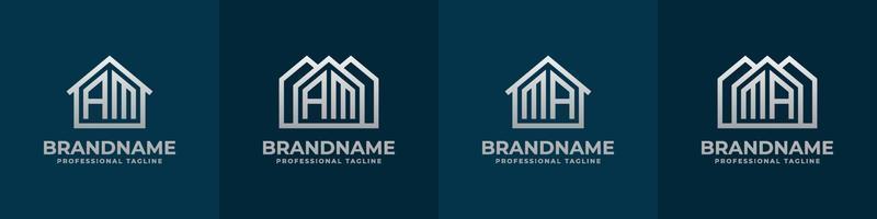 Letter AM and MA Home Logo Set. Suitable for any business related to house, real estate, construction, interior with AM or MA initials. vector