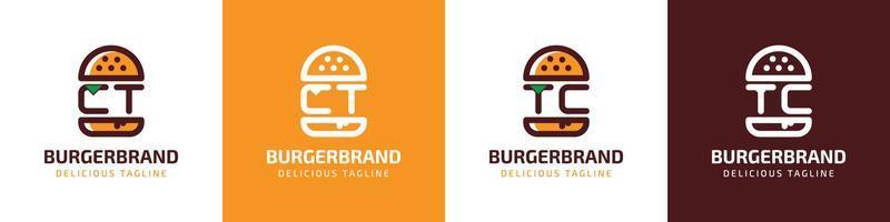 Letter CT and TC Burger Logo, suitable for any business related to burger with CT or TC initials. vector