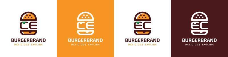 letra ce y CE hamburguesa logo, adecuado para ninguna negocio relacionado a hamburguesa con ce o CE iniciales. vector