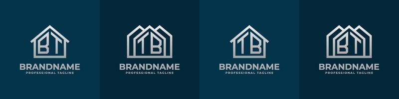 Letter BT and TB Home Logo Set. Suitable for any business related to house, real estate, construction, interior with BT or TB initials. vector