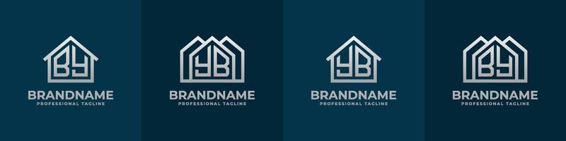 Letter BY and YB Home Logo Set. Suitable for any business related to house, real estate, construction, interior with BY or YB initials. vector