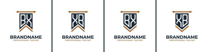 Letter BX and XB Pennant Flag Logo Set, Represent Victory. Suitable for any business with BX or XB initials. vector