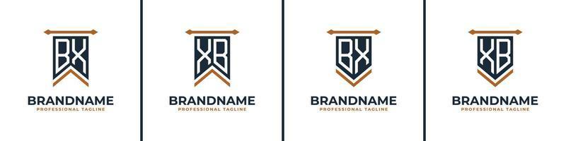 Letter BX and XB Pennant Flag Logo Set, Represent Victory. Suitable for any business with BX or XB initials. vector